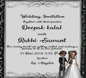 deepak kalal and Rakhi sawant wedding card