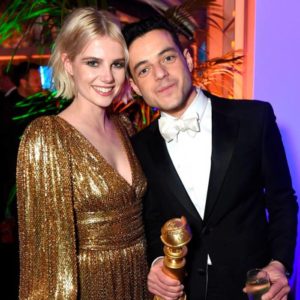 rami malek with Lucy Boyton